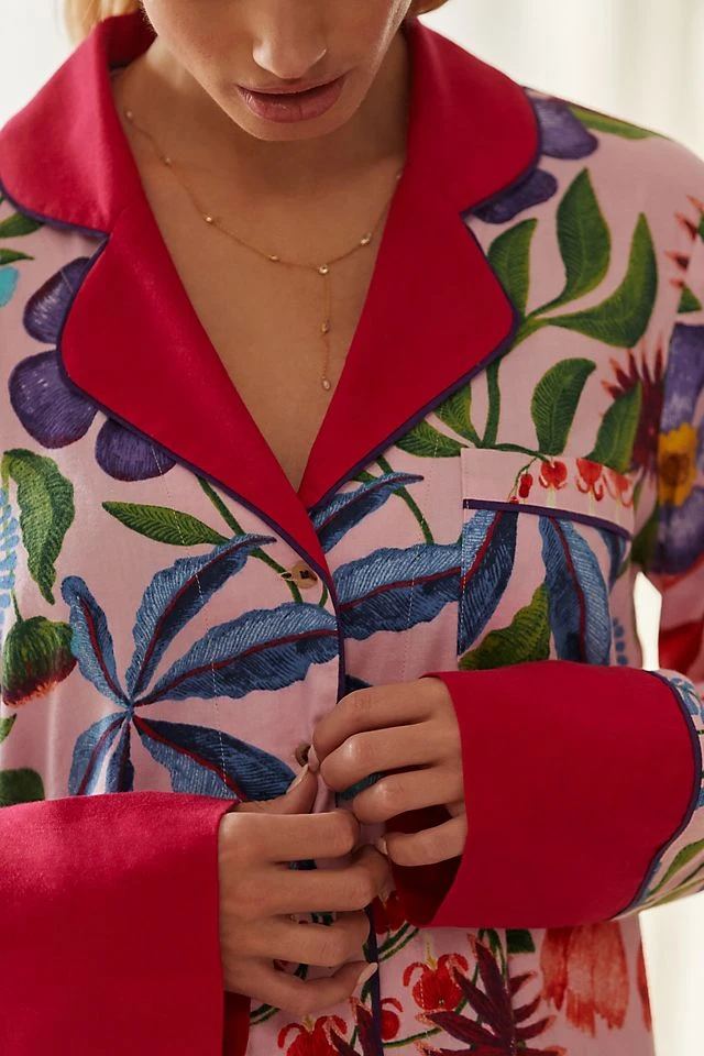 Deals ???? By Anthropologie Rosa De Weerd For Anthropologie Flannel Sleep Top PINK ???? - Image 3