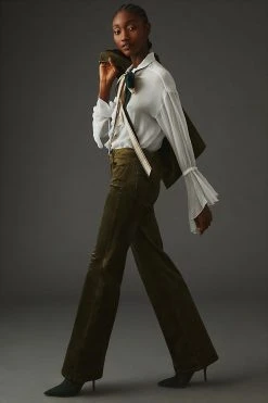 Wholesale ✔️ Paige Leenah Velvet Corduroy Trousers MOSS ✔️