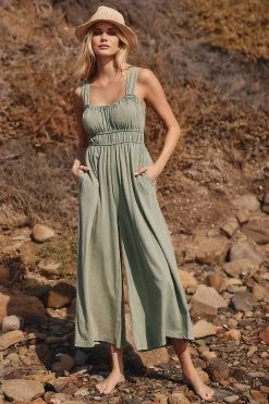Cheapest ⭐ By Anthropologie V-Neck Jumpsuit MOSS ❤️