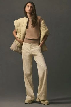 Budget ???? By Anthropologie Wide-Wale Corduroy Pants IVORY ????