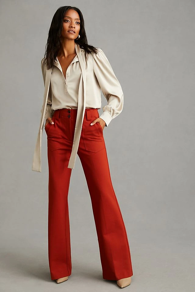 Top 10 ⭐ Maeve The Naomi Ponte Wide-Leg Flare Pants BLACK ????