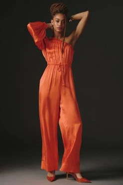 Hot Sale ???? Farm Rio One-Shoulder Jumpsuit ORANGE ????