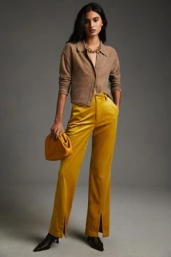 Wholesale ???? Avec Les Filles Split-Front Velvet Pants CHARTREUSE ????