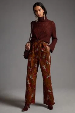 Best Pirce ???? Farm Rio Printed Wide-Leg Pants BROWN MOTIF ????