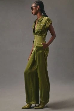 Best Sale ❤️ By Anthropologie Open-Back Boiler Suit OLIVE ????