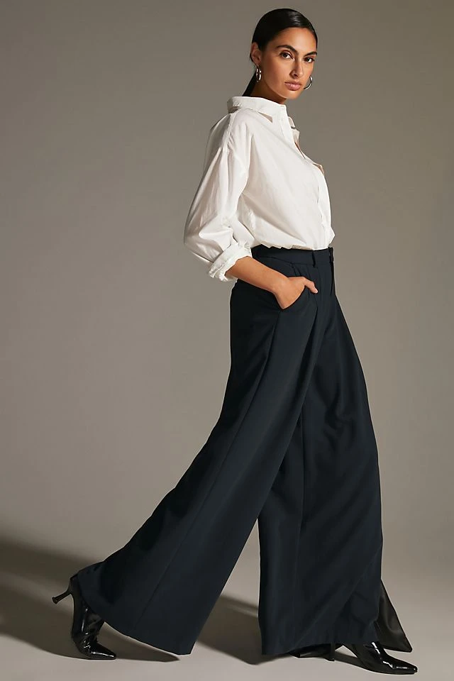 Discount ???? Maeve The Avery Pleated Wide-Leg Trousers BLACK ???? - Image 6