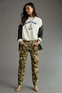 Budget ???? Pilcro The Wanderer Sequined Low-Rise Pants GREEN MOTIF ????