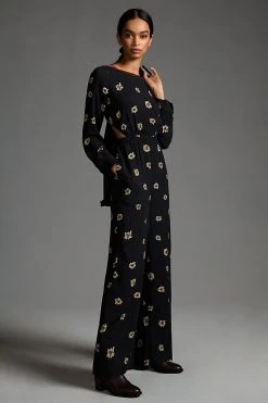 Buy ???? Farm Rio Long-Sleeve Cutout Jumpsuit BLUE MOTIF ????