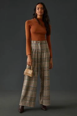 Outlet ✔️ By Anthropologie Maeve Pleated Knit Pants BROWN MOTIF ⌛