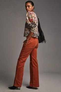 Outlet ???? Maeve Wide-Leg Corduroy Trousers ORANGE ????