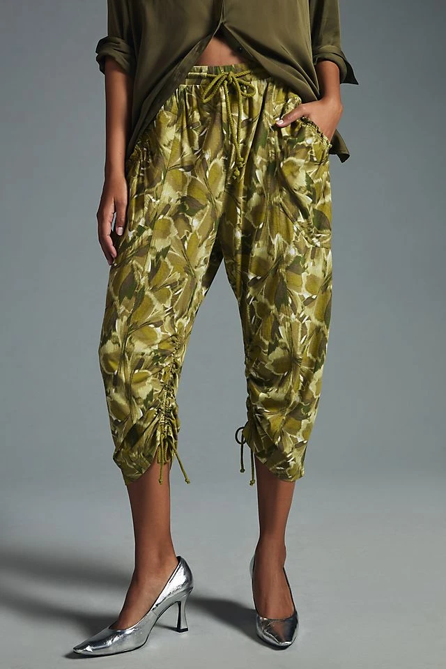 New ???? Daily Practice By Anthropologie Arid Crop Pants GREEN MOTIF ???? - Image 2