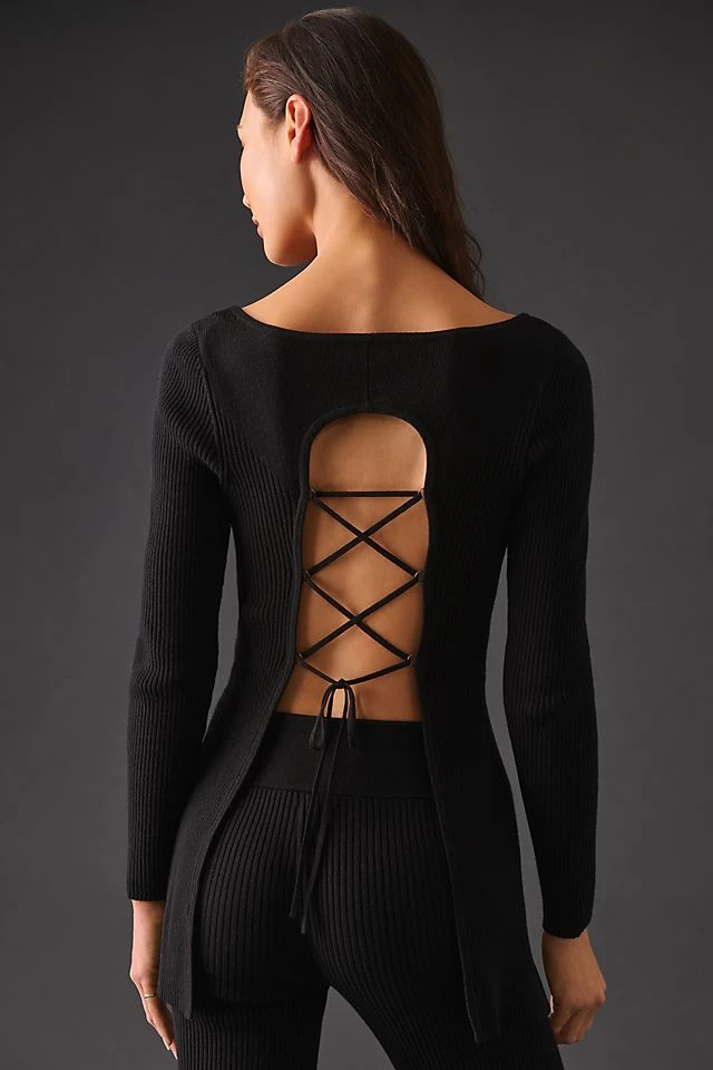 Budget β Daily Practice By Anthropologie Bell Meadow Lace-Back Top CARBON β - Image 3