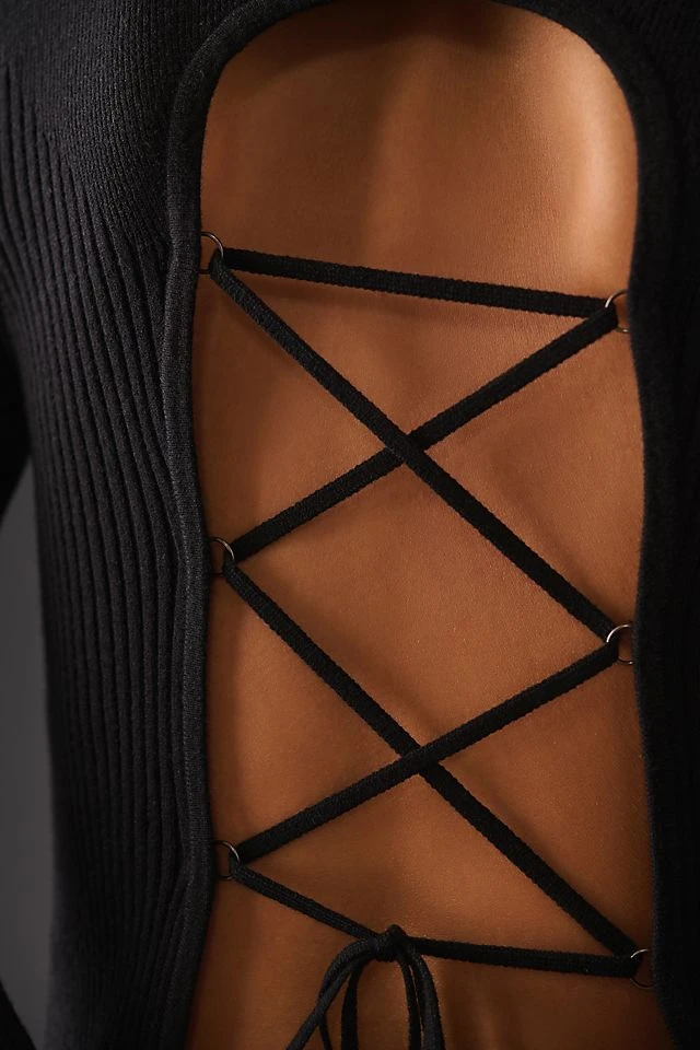 Budget β Daily Practice By Anthropologie Bell Meadow Lace-Back Top CARBON β - Image 5