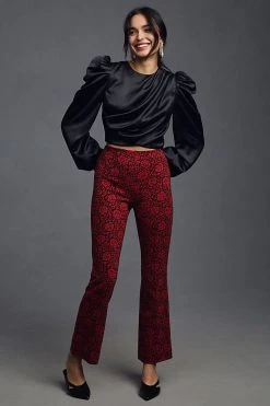 Brand new ⌛ Maeve The Margot Kick-Flare Cropped Pants RED MOTIF ????