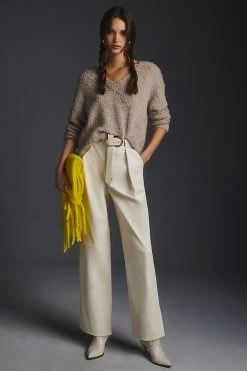 Hot Sale β MOTHER High-Waisted Tunnel Vision Pleated Prep Pants IVORY ????