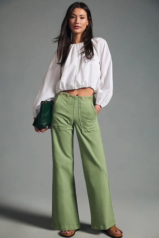 Buy β Pilcro The Kit High-Rise Wide-Leg Utility Trousers BRIGHT PISTACHIO β¨