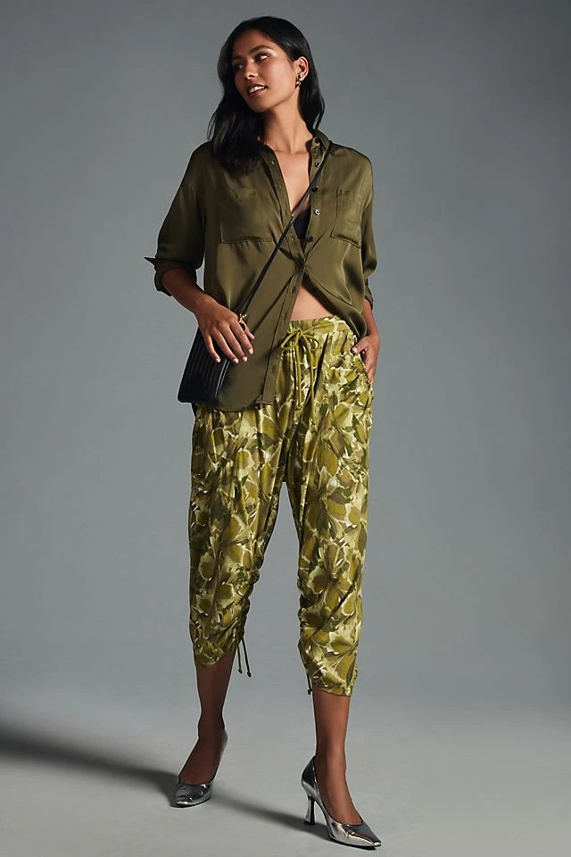 New ???? Daily Practice By Anthropologie Arid Crop Pants GREEN MOTIF ???? - Image 6