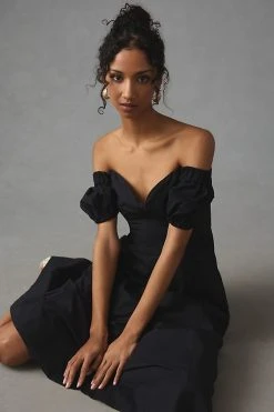 Buy ???? Maeve Puff-Sleeve Sweetheart ???? Dress BLACK ????