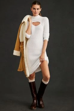Deals ❤️ Daily Practice By Anthropologie Fuzzy Ribbed ???? Dress IVORY ⭐