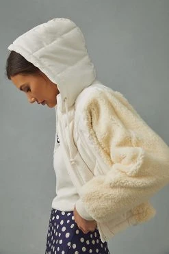 New ???? Daily Practice By Anthropologie Sherpa Puffer Jacket IVORY ????