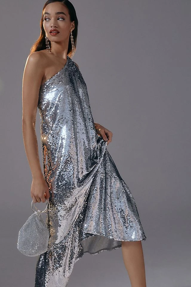 Cheapest ???? Maeve One-Shoulder Sequin ???? Dress SILVER ⭐ - Image 3