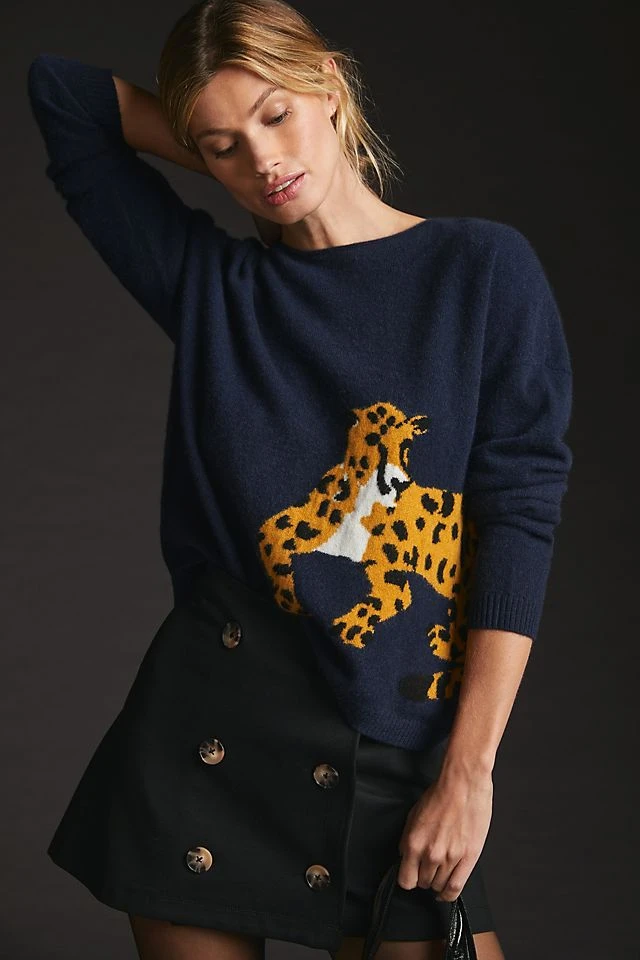 Top 10 ???? Maeve Cashmere Intarsia Sweater NAVY ????
