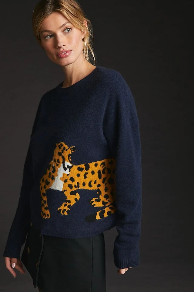 Top 10 ???? Maeve Cashmere Intarsia Sweater NAVY ???? - Image 4
