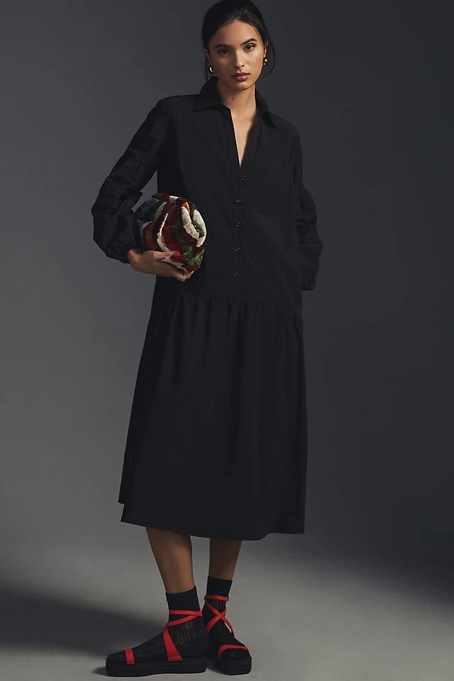 Best reviews of ✔️ Maeve Button-Front Poplin ???? Dress BLACK ????