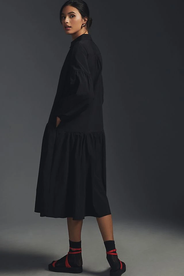 Best reviews of ✔️ Maeve Button-Front Poplin ???? Dress BLACK ???? - Image 4