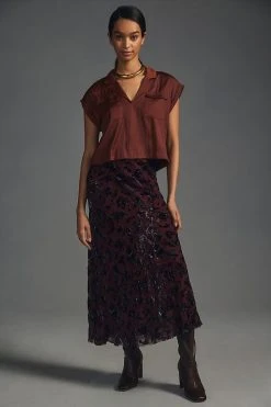 Top 10 ???? By Anthropologie Collared Henley Top DARK ORANGE ????