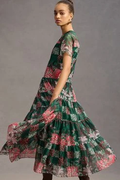 Buy ???? Bhanuni By Jyoti Bhanuni Jyoti Tiered Short-Sleeve ???? Dress GREEN ????