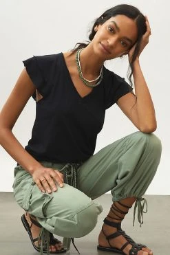 Buy ???? Maeve Catie Ruffle-Sleeved Tee OXFORD ⌛