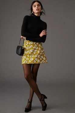 Promo ✔️ Maeve A-Line Mini ???? Skirt YELLOW MOTIF ✔️