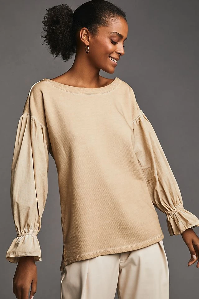 Coupon ???? Pilcro Mixed-Media Pullover BEIGE ✨ - Image 3