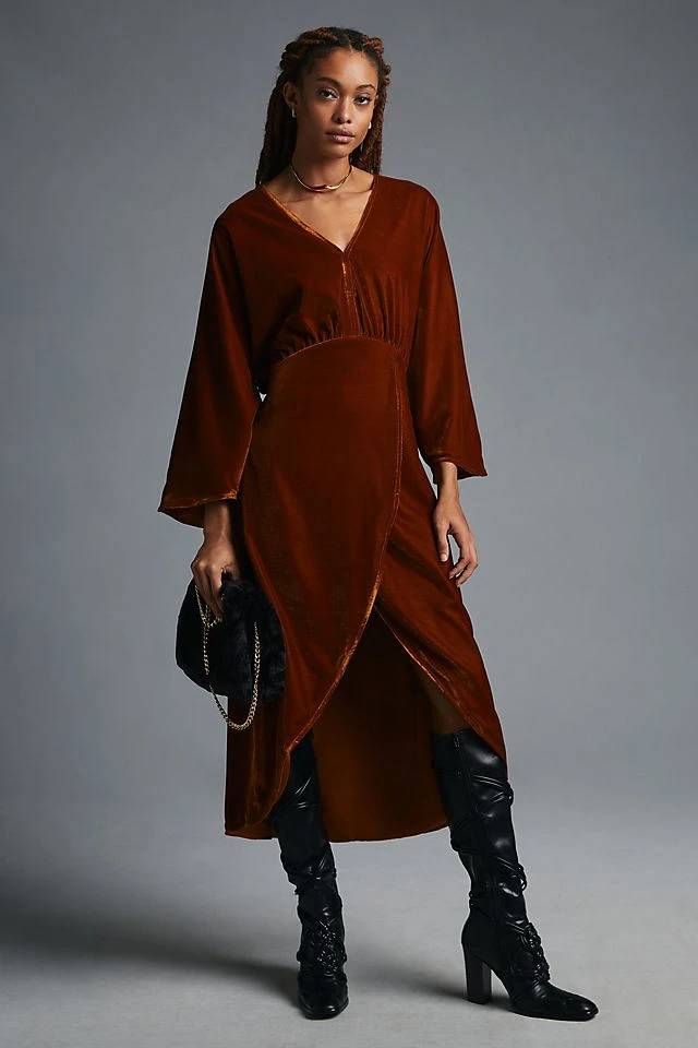 Deals ???? Let Me Be Asymmetrical Velvet ???? Dress GOLD ????