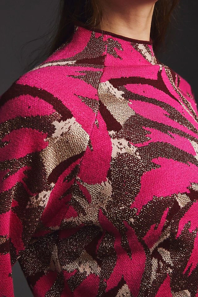 Discount ???? By Anthropologie The Beatriz Mock-Neck Sweater PINK LUREX COMBO ???? - Image 3