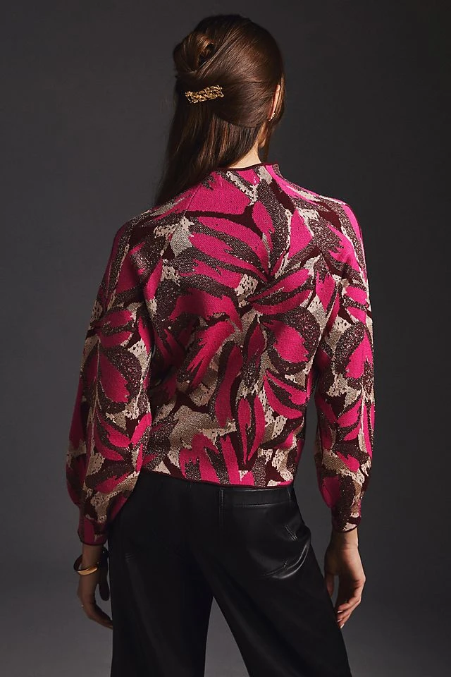 Discount ???? By Anthropologie The Beatriz Mock-Neck Sweater PINK LUREX COMBO ???? - Image 4