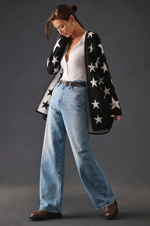 Best Sale ???? Maeve Printed Cardigan Sweater BLACK & WHITE ????