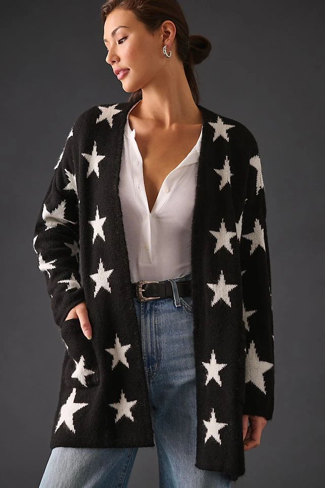 Best Sale ???? Maeve Printed Cardigan Sweater BLACK & WHITE ???? - Image 2