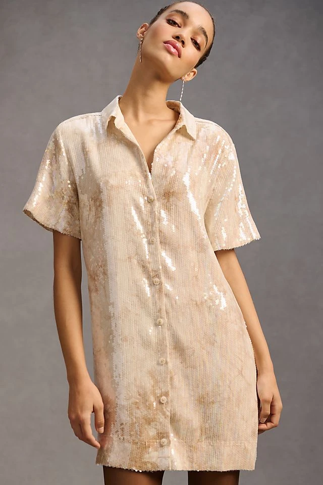 Best Sale ???? Pilcro Sequin ???? Shirt ???? Dress IVORY ???? - Image 3