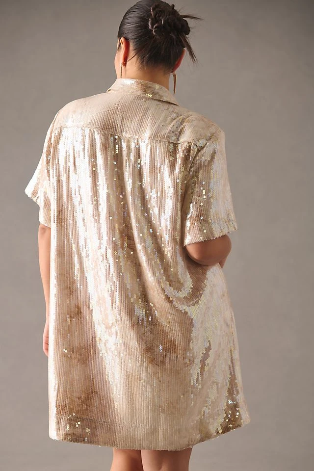Best Sale ???? Pilcro Sequin ???? Shirt ???? Dress IVORY ???? - Image 6