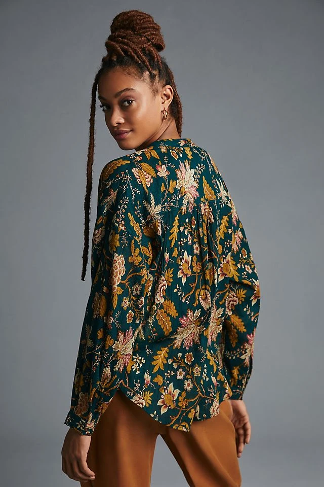 Coupon ???? Pilcro Tie-Neck Blouse DARK TURQUOISE ???? - Image 2