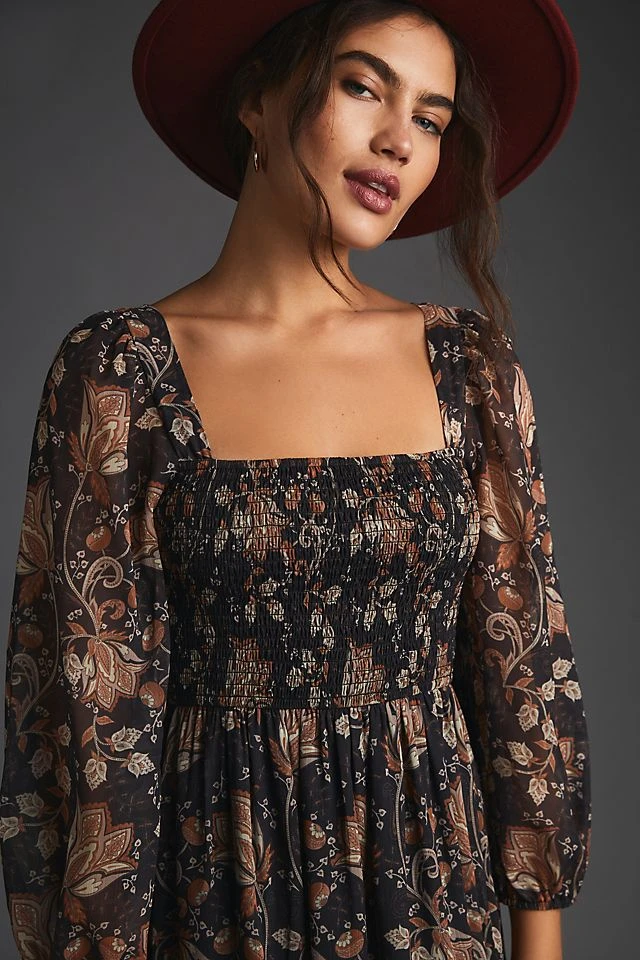 Flash Sale ???? Let Me Be Square-Neck Smocked Maxi ???? Dress MEDIUM ORANGE ???? - Image 2