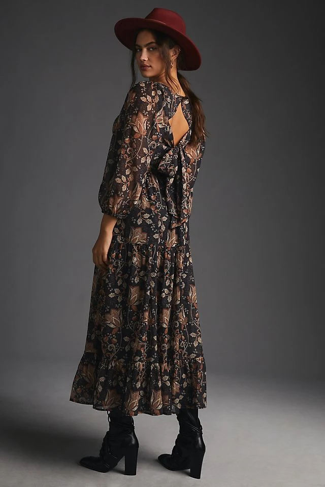 Flash Sale ???? Let Me Be Square-Neck Smocked Maxi ???? Dress MEDIUM ORANGE ???? - Image 4