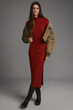 Discount ???? Sundry Turtleneck Midi ???? Dress WINE ????
