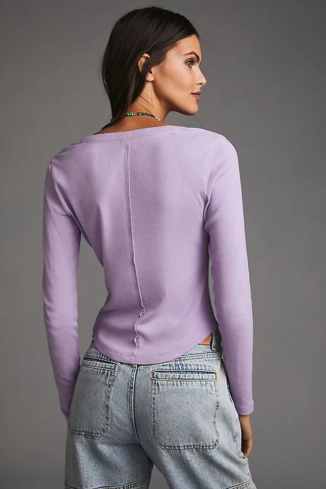 Budget ???? Pilcro Ribbed Henley Top LAVENDER ???? - Image 2