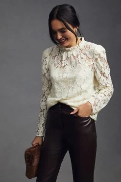 Best reviews of ???? Mare Mare X Anthropologie Sheer Lace Blouse IVORY ✔️