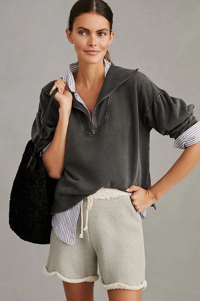 Buy ✔️ Daily Practice By Anthropologie Quarter Zip Pullover BLACK ????