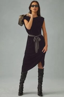 Cheapest ???? Velvet By Graham & Spencer Velvet Satin ???? Dress BLACK ????