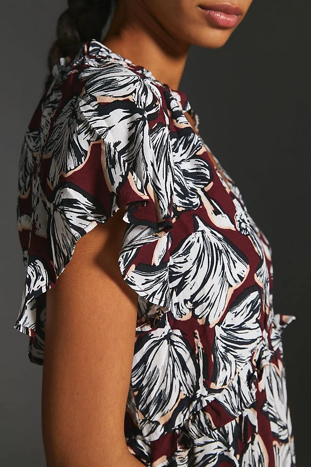 Best deal ???? By Anthropologie Robin Tiered Mini ???? Dress WINE ???? - Image 2